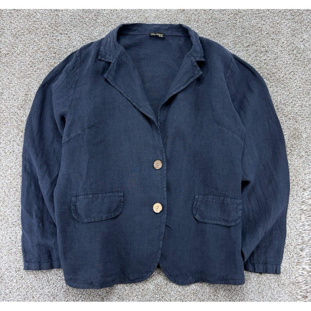 Positano Jean Paul Linen Blazer Women's L/XL Blue Lux Academia Made in Italy Y2K